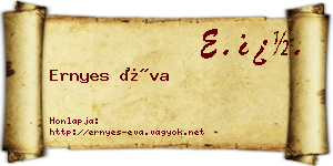 Ernyes Éva névjegykártya